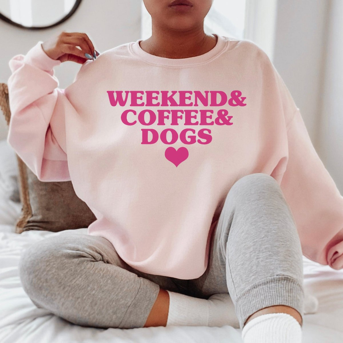 'Coffee & Weekend & Dogs' Crewneck Sweatshirt