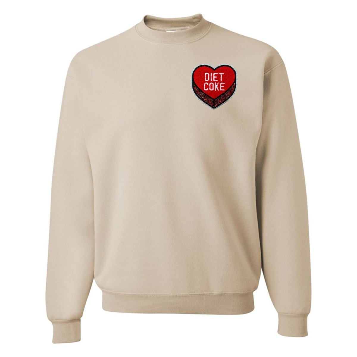 'Diet Coke Candy Heart' Letter Patch Crewneck Sweatshirt