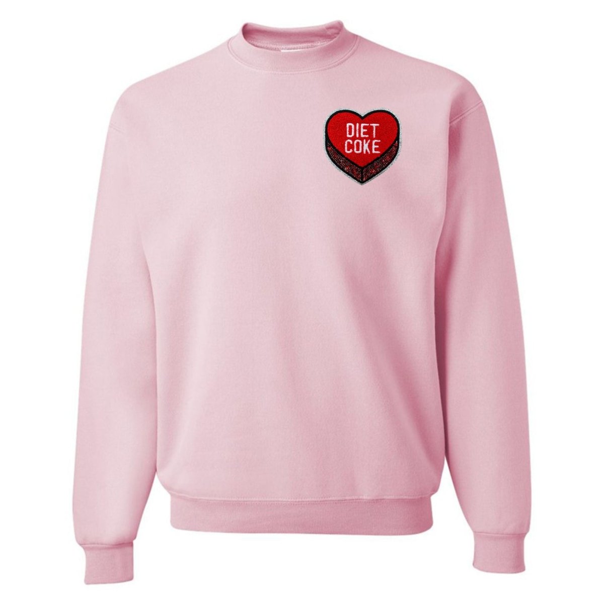 'Diet Coke Candy Heart' Letter Patch Crewneck Sweatshirt