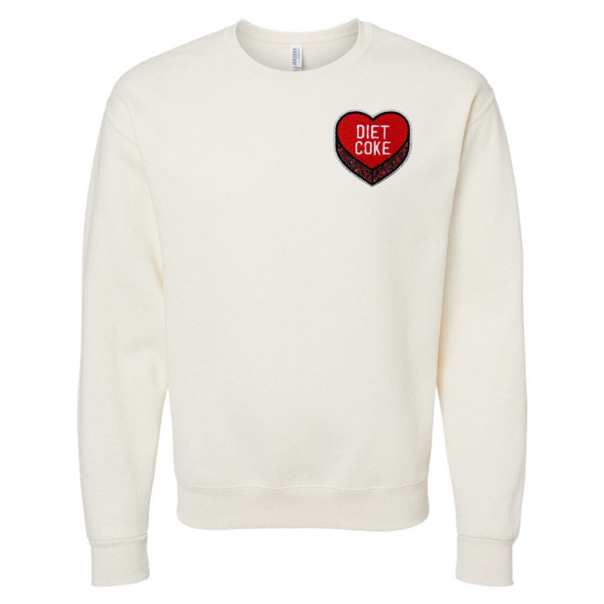 'Diet Coke Candy Heart' Letter Patch Crewneck Sweatshirt