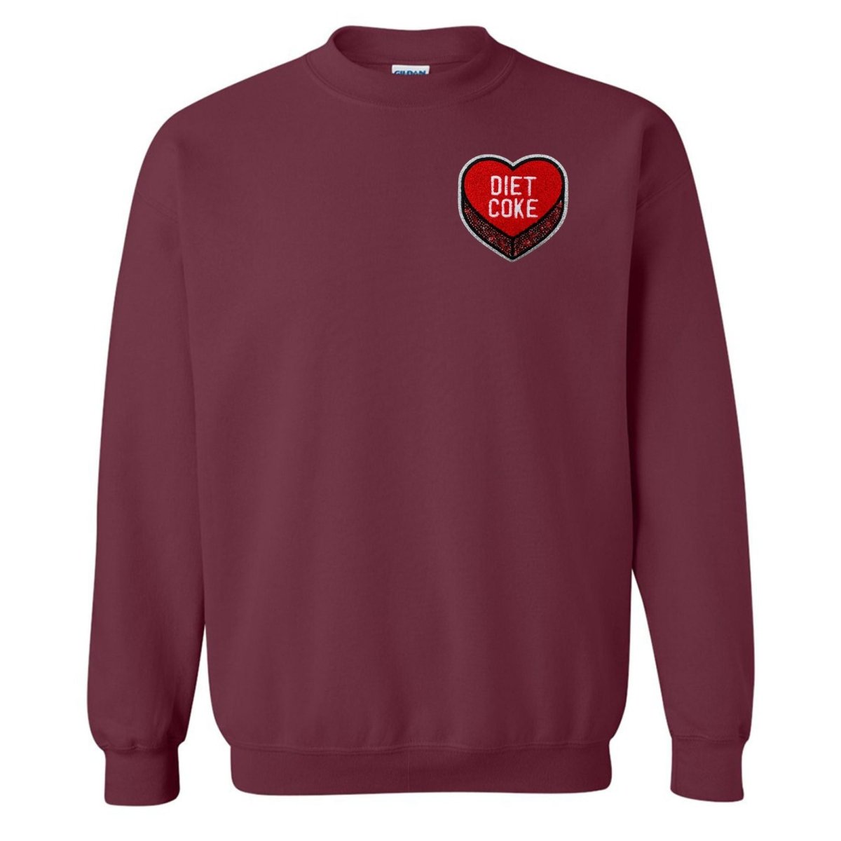 'Diet Coke Candy Heart' Letter Patch Crewneck Sweatshirt