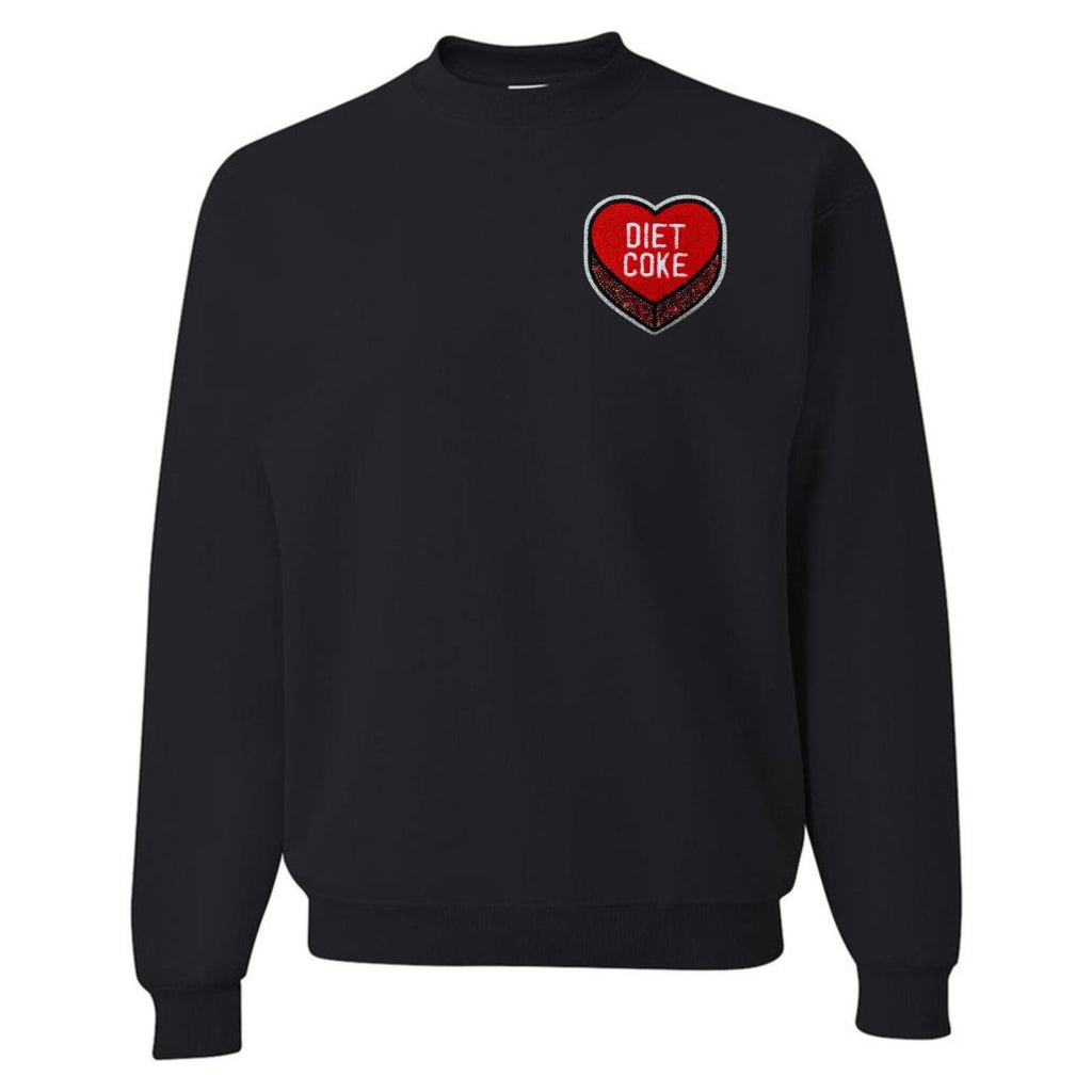 'Diet Coke Candy Heart' Letter Patch Crewneck Sweatshirt