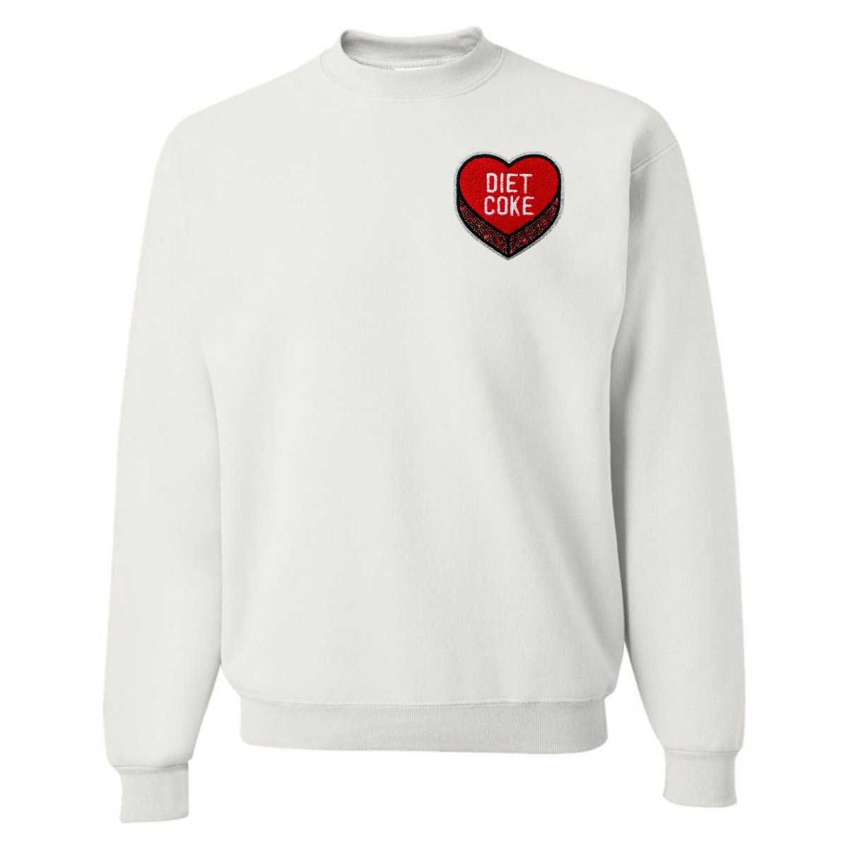 'Diet Coke Candy Heart' Letter Patch Crewneck Sweatshirt