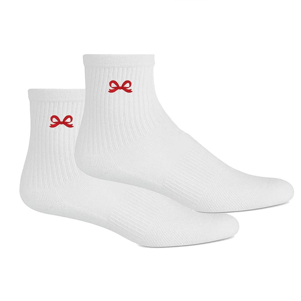 Embroidered Bow Crew Socks