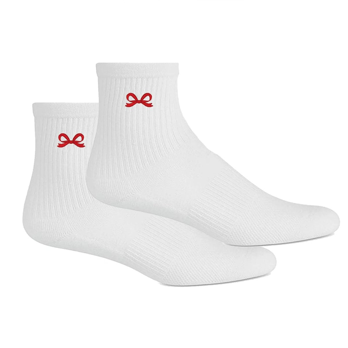 Embroidered Bow Crew Socks