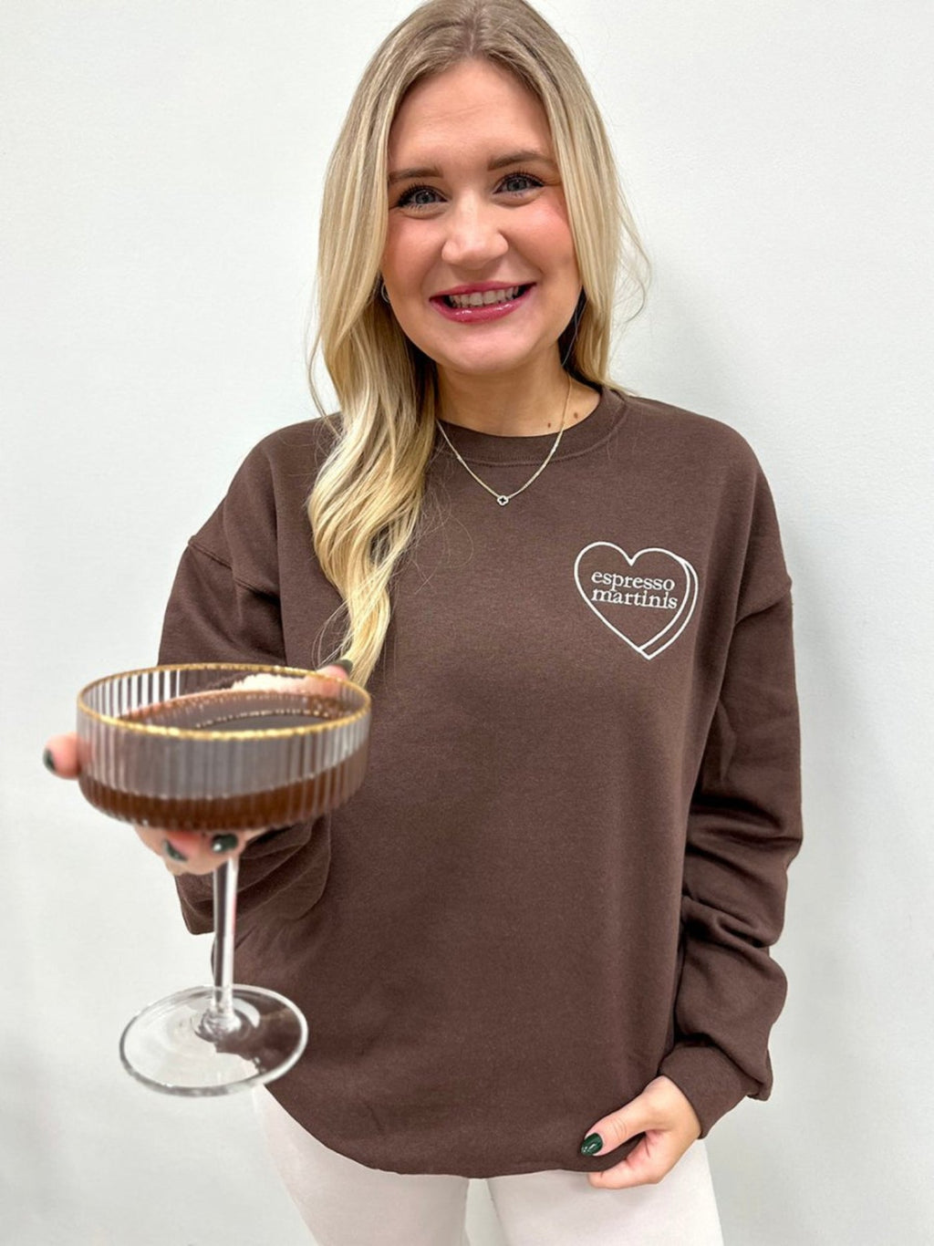'Espresso Martini Candy Heart' Crewneck Sweatshirt