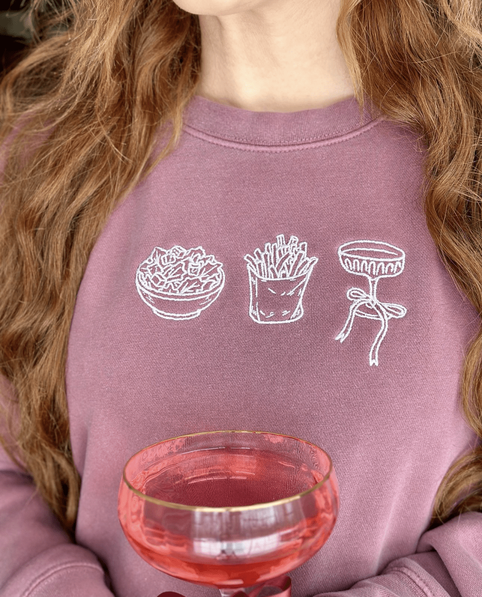 'Girl Dinner' Embroidered Cozy Crew