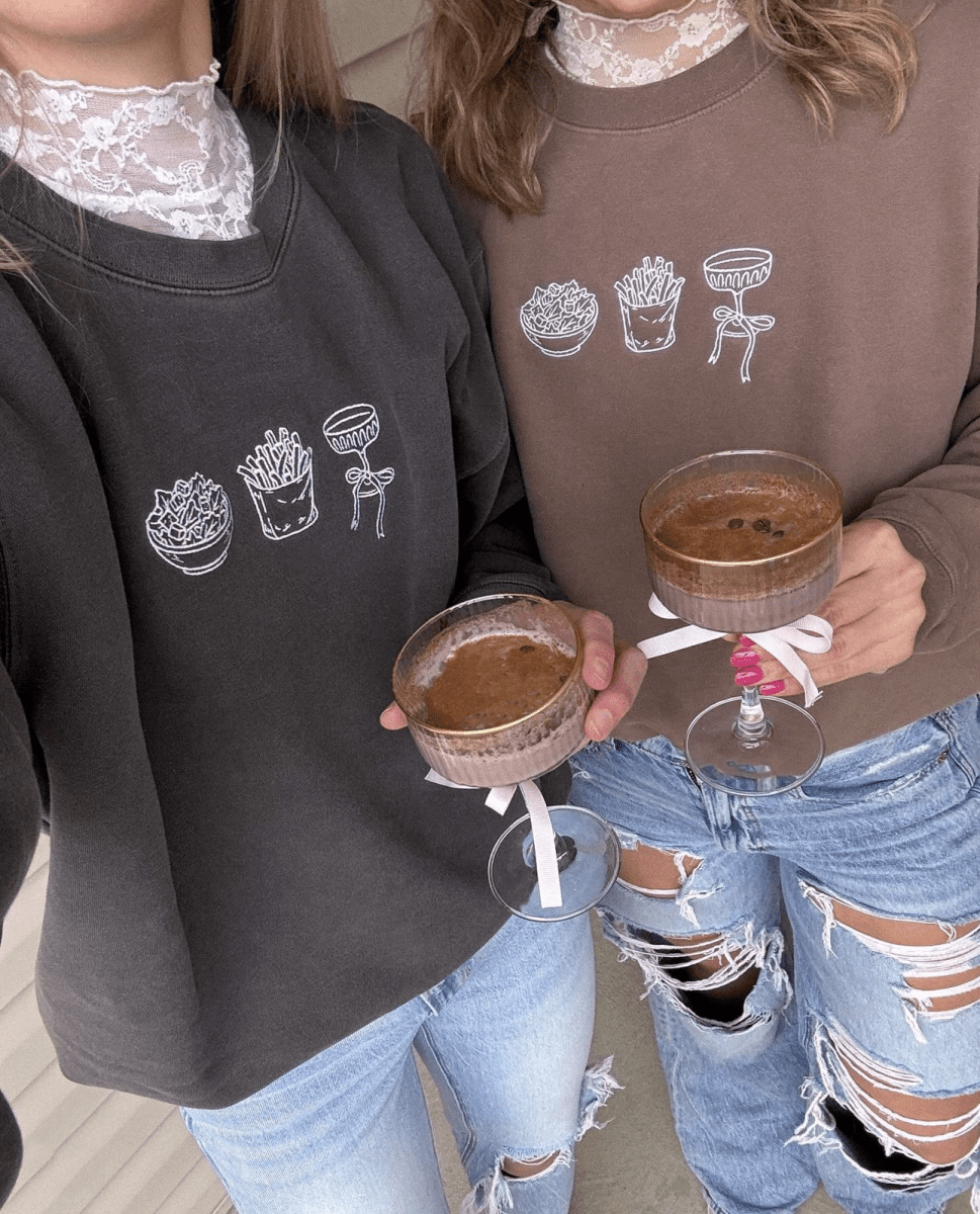 'Girl Dinner' Embroidered Cozy Crew