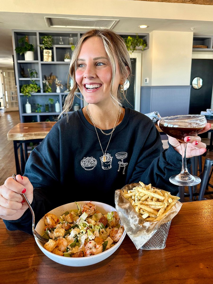 'Girl Dinner' Embroidered Crewneck Sweatshirt