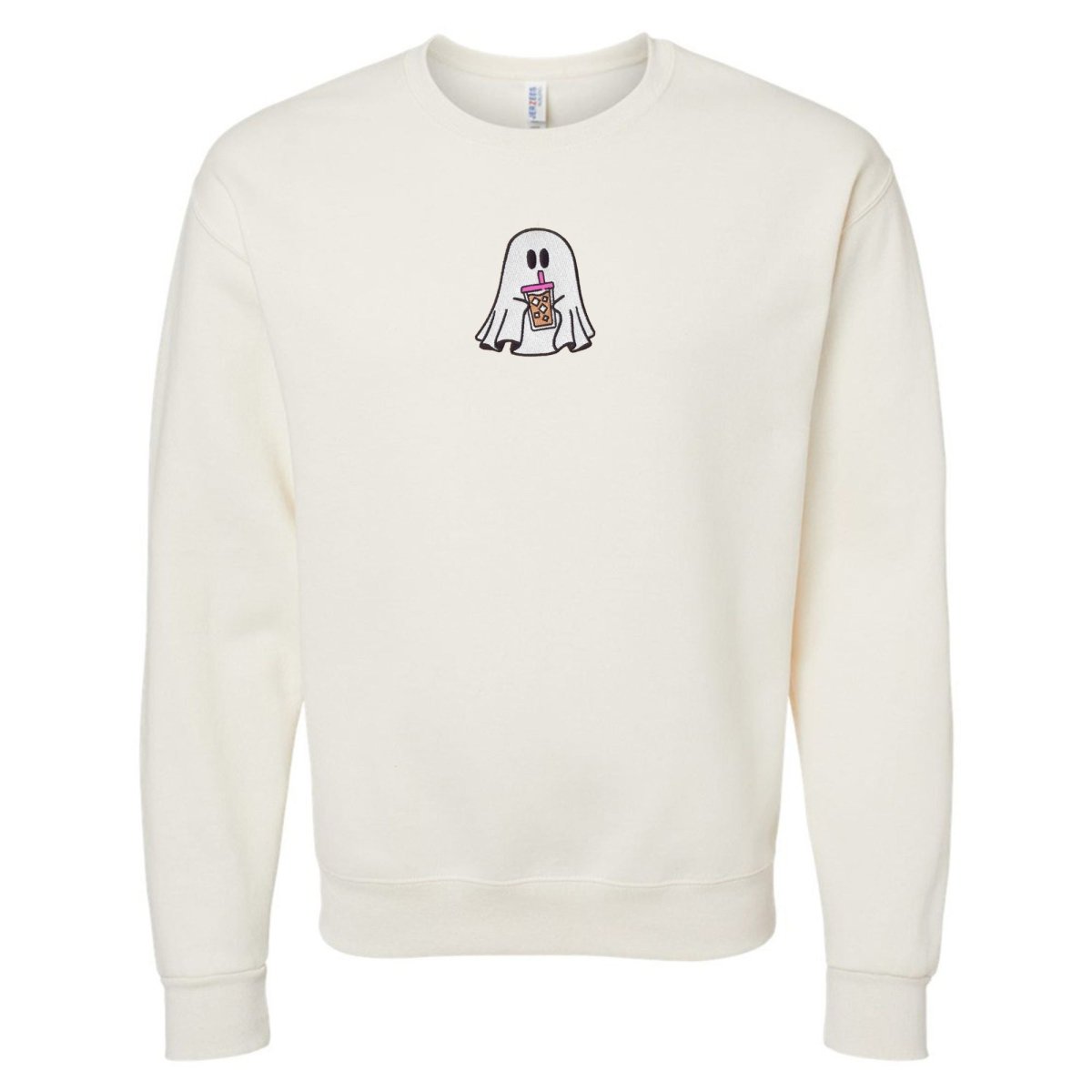 'Iced Coffee Ghost' Embroidered Crewneck Sweatshirt