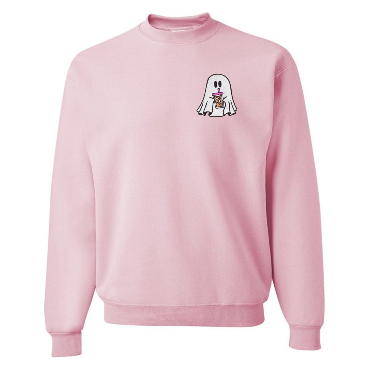 'Iced Coffee Ghost' Embroidered Crewneck Sweatshirt