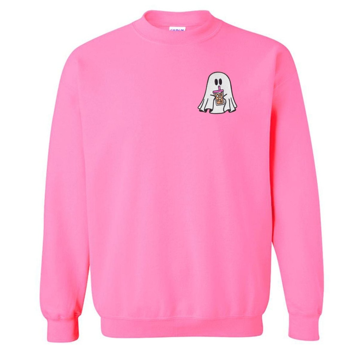 'Iced Coffee Ghost' Embroidered Crewneck Sweatshirt