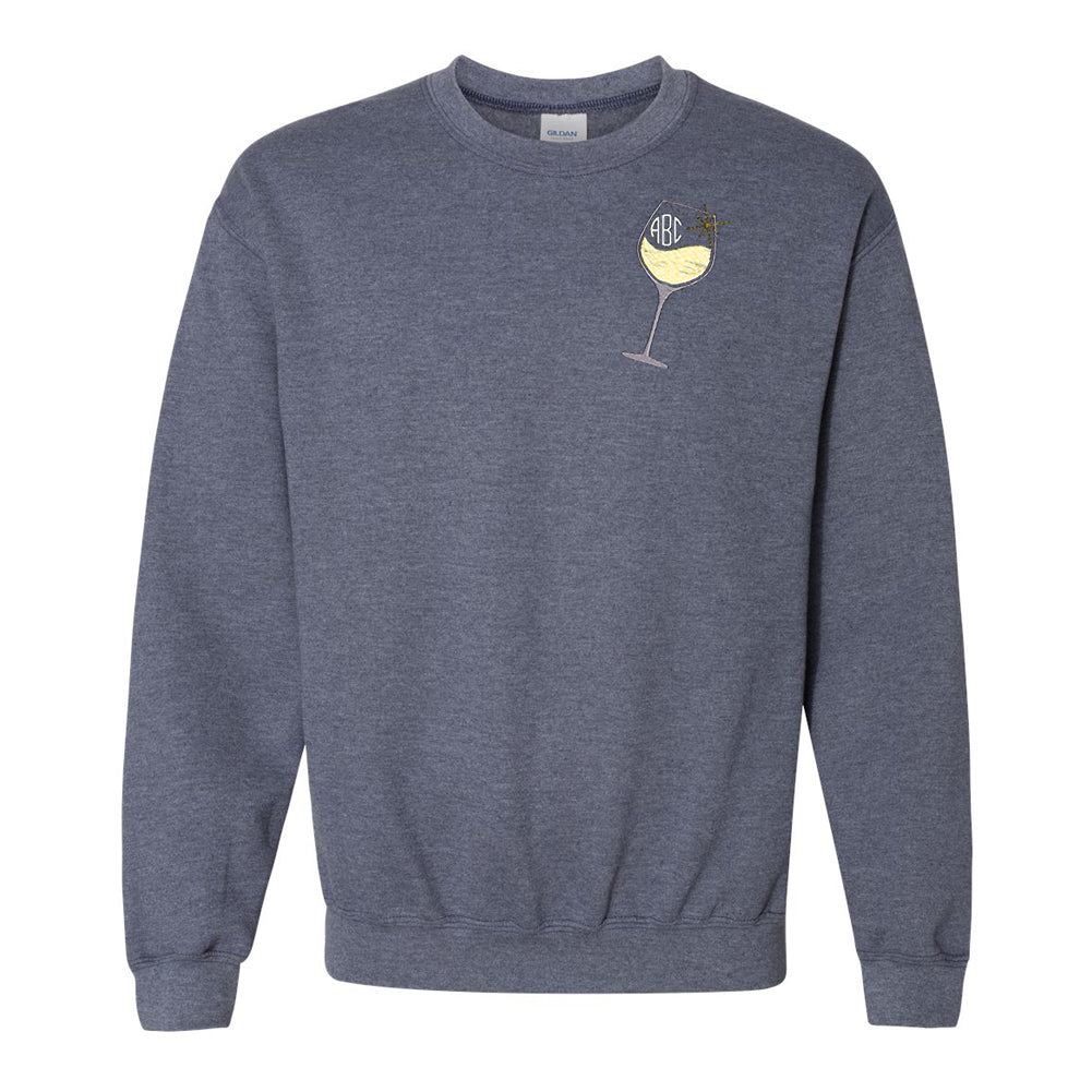 Monogrammed Wine Glass Crewneck Sweatshirt