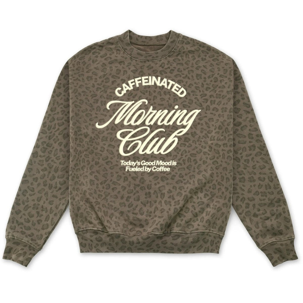 PUFF 'Caffeinated Morning Club' Vintage Leopard Crew