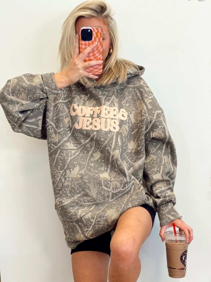 PUFF 'Coffee & Jesus' Camo Hideaway Hoodie
