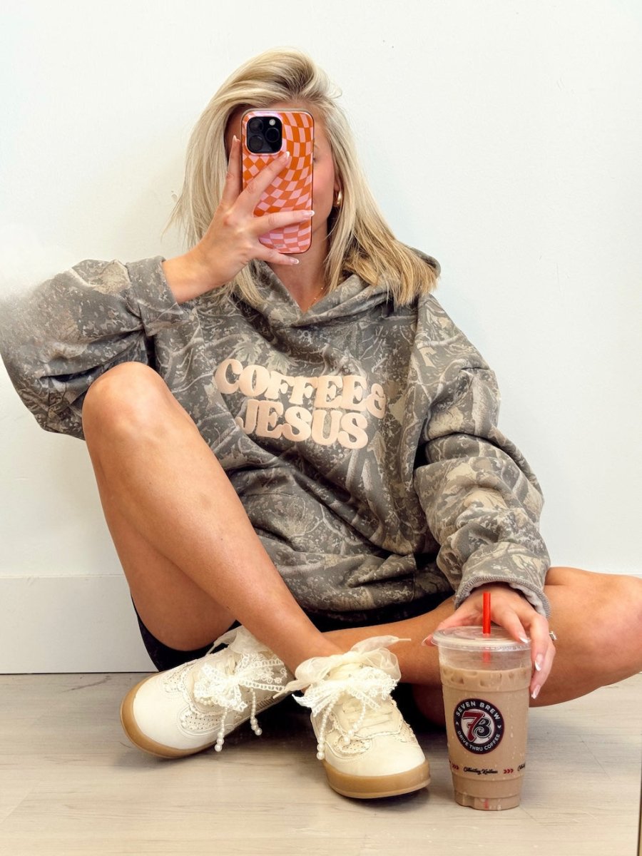 PUFF 'Coffee & Jesus' Camo Hideaway Hoodie