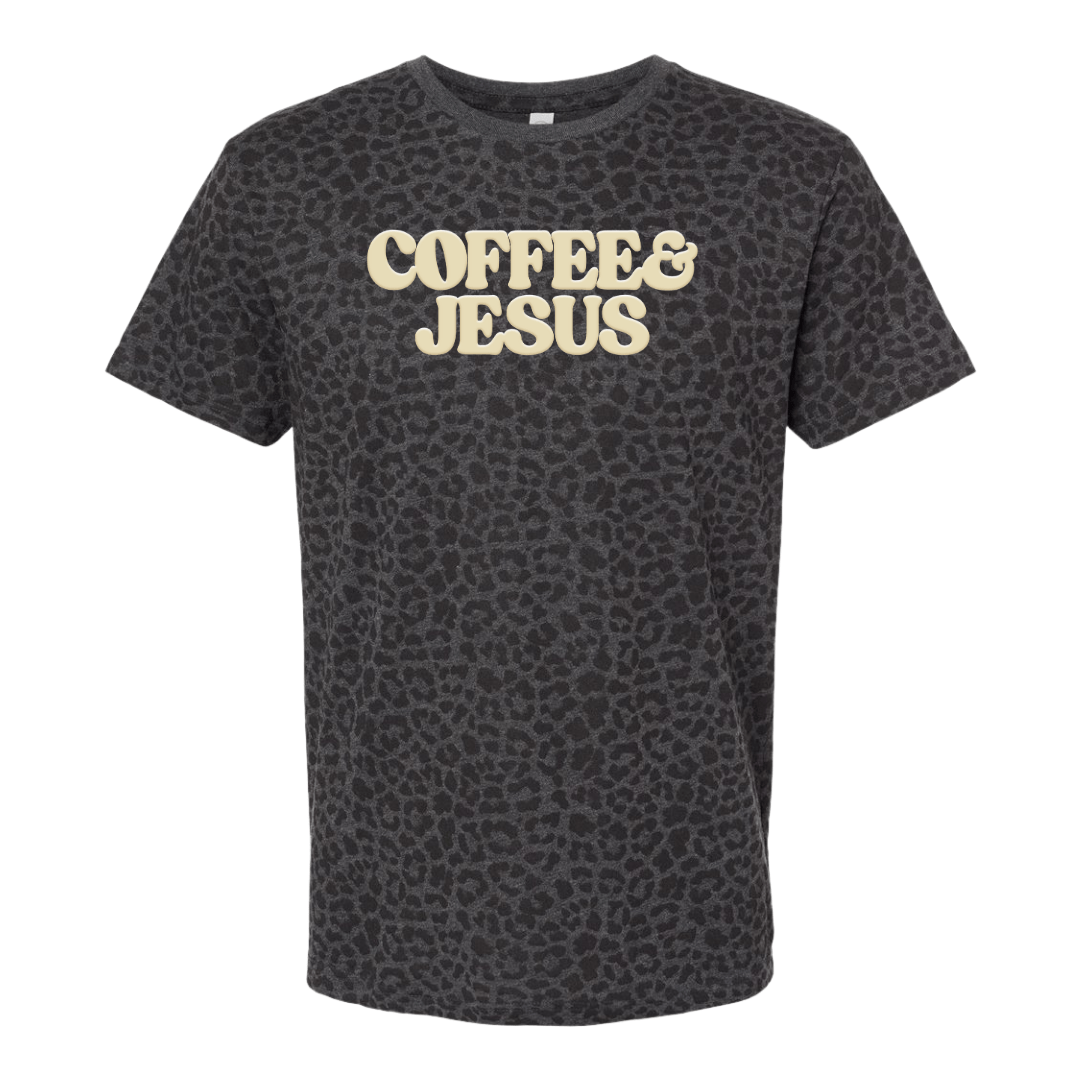 PUFF 'Coffee & Jesus' Realtree Camo/Leopard T-Shirt